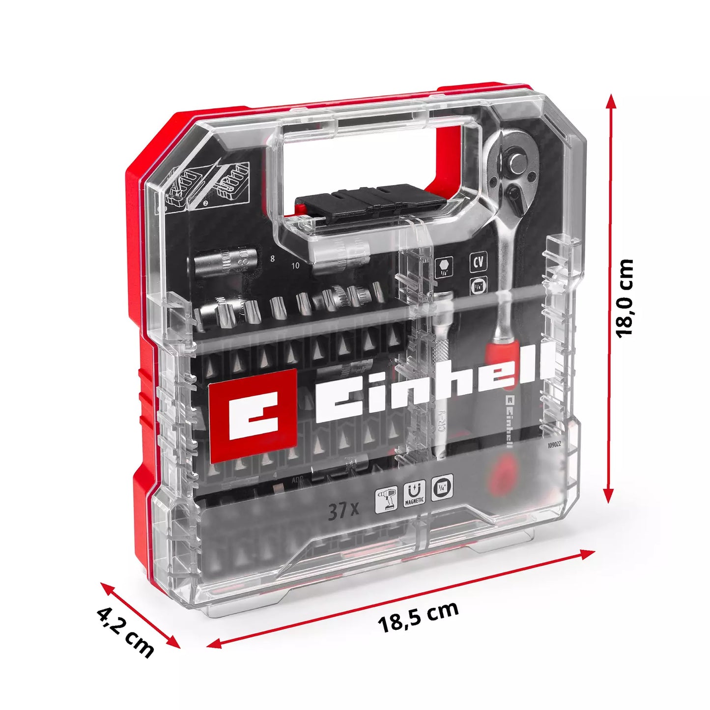 Juego de puntas y vasos L-CASE 37pcs LS Einhell 49109022
