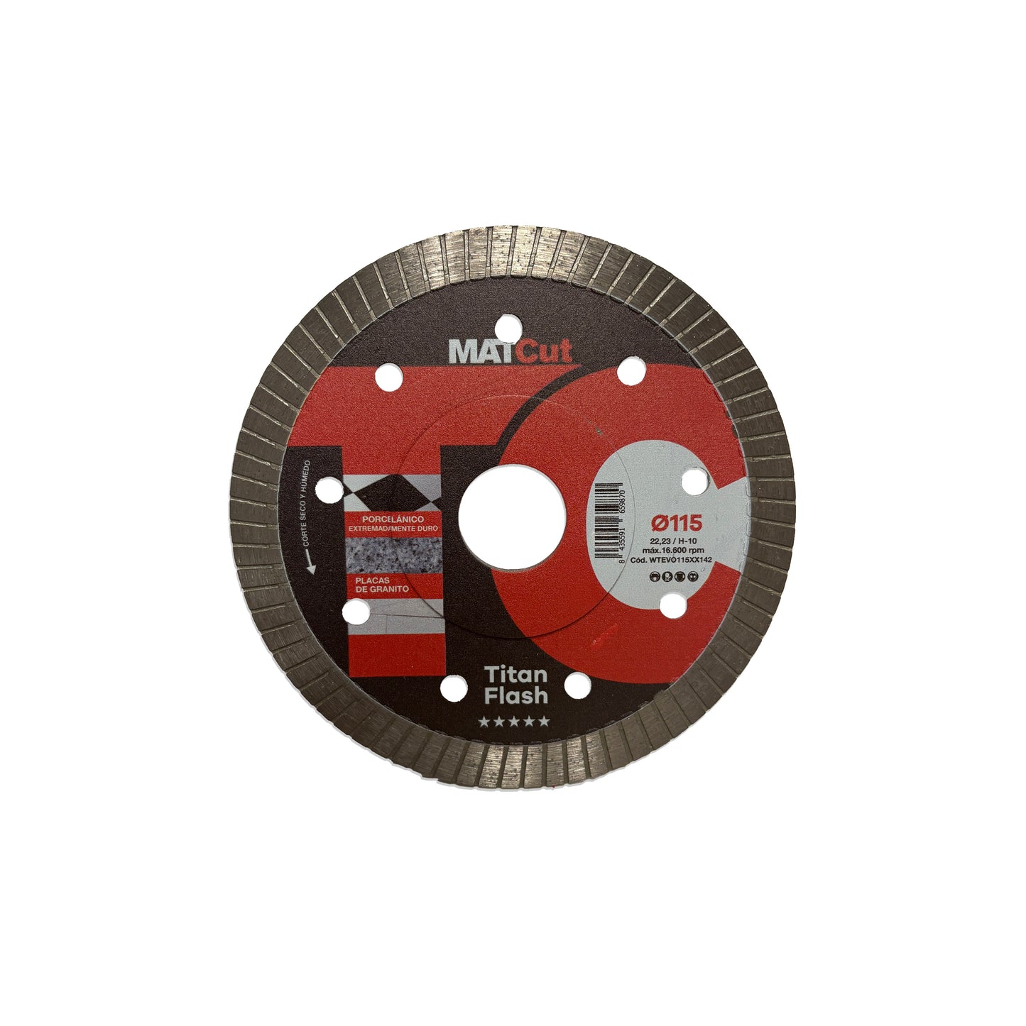 Disco de diamante para porcelanico duro Titan Flash MATcut 115mm Mussol