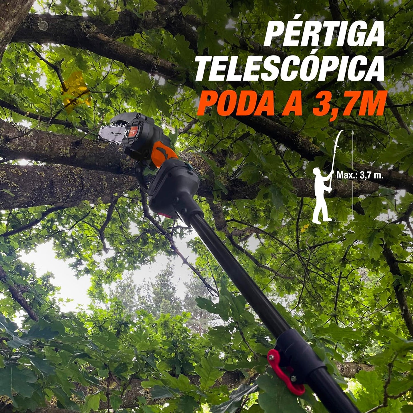 Kit de poda a batería con Motosierra + Tijera de poda + Pertiga telescopica Altuna + 2bat 2Ah AFKIT