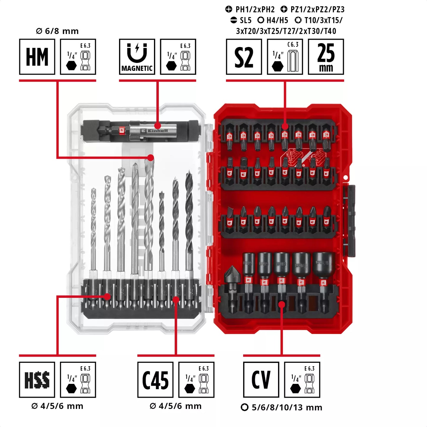 Juego de puntas y brocas 39pcs M-CASE LS Einhell 49108759